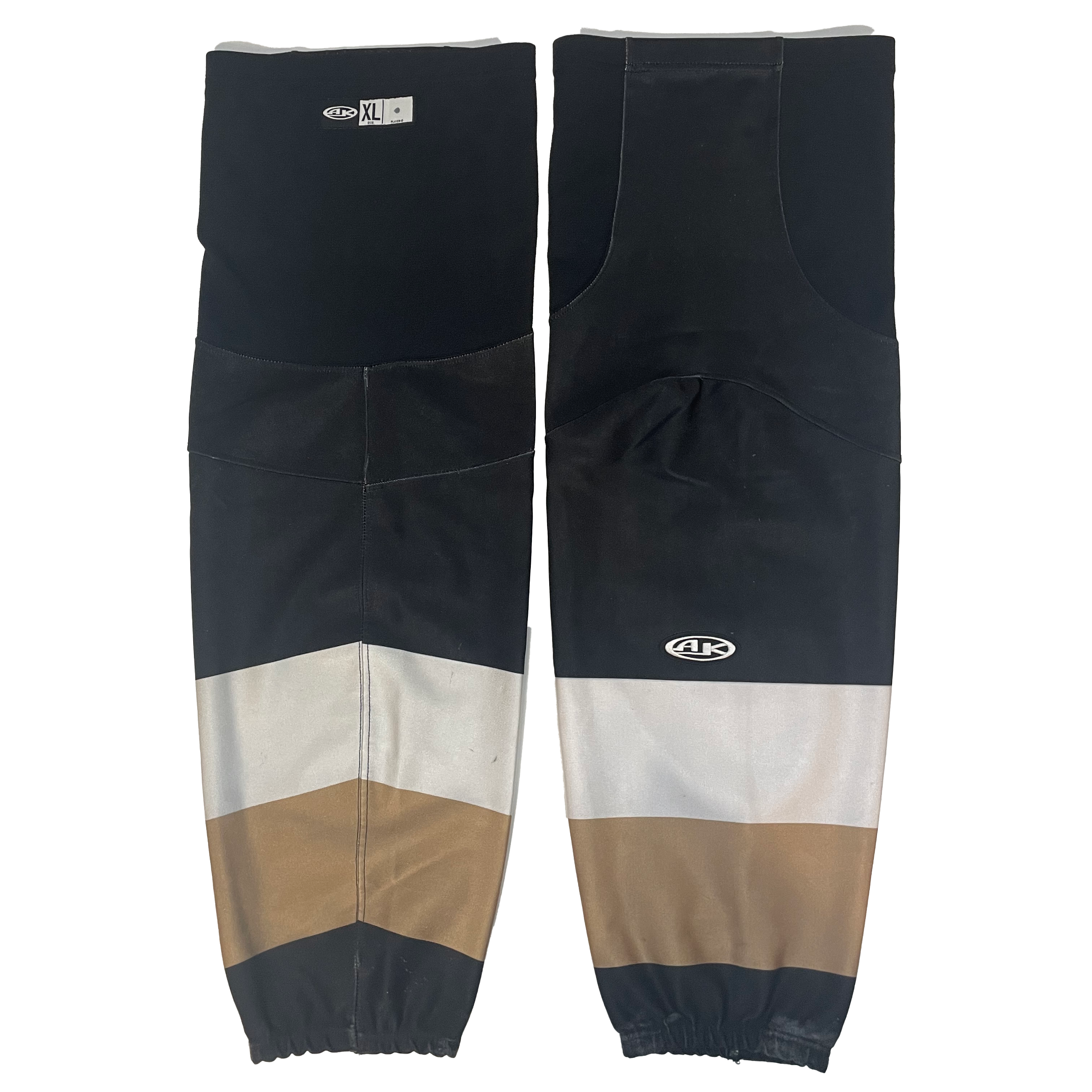 ECHL - Chaussettes de hockey en tricot athlétique d'occasion (noir/blanc/doré)